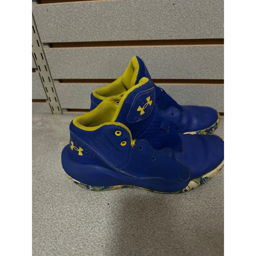 Under Armour Youth 6Y Basketball Shoes Royal Blue Yellow Marbled‎ No Laces